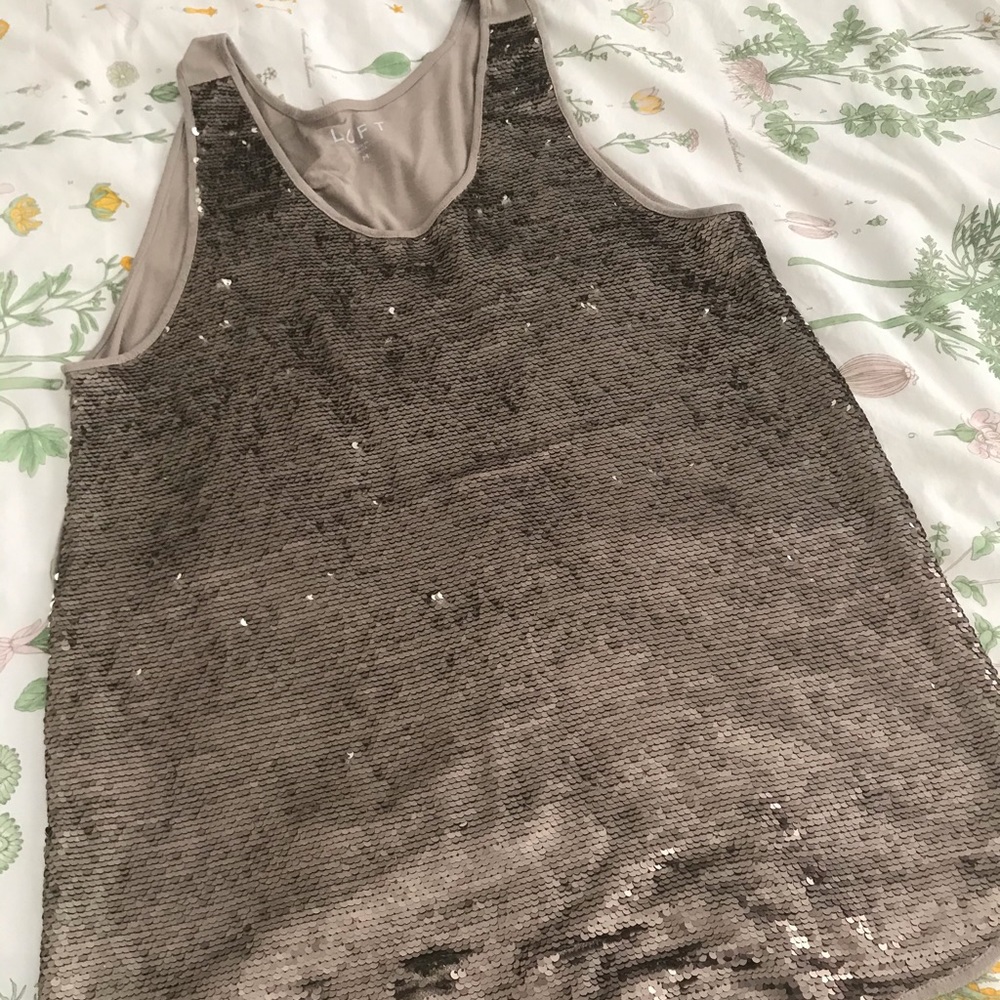 LOFT Taupe Sequined swing tank